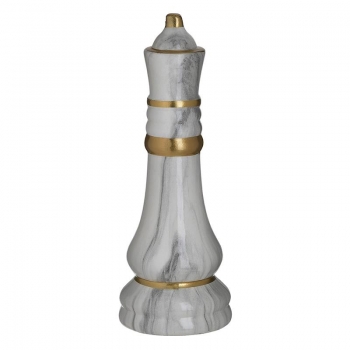 Διακοσμητικό Επιτραπέζιο Πιόνι Σκακιού Κεραμικό Λευκό-Χρυσό 9x23εκ. 3-70-902-0153