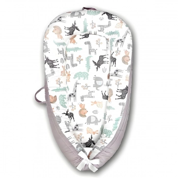 Φωλιά Ύπνου Βαμβακερή 85x55x15εκ. Elephants Εκρού-Γκρι Melinen 20005222