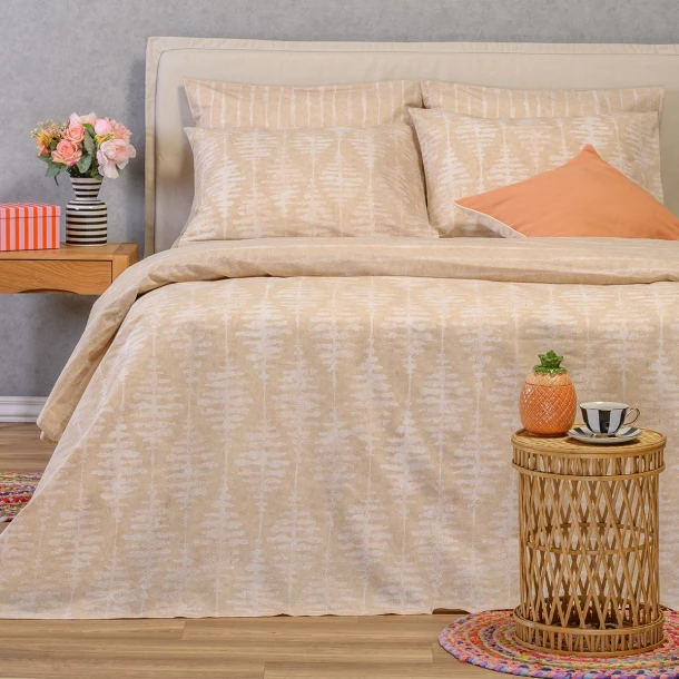 Σετ Σεντόνια Polycotton Μονά Με Λάστιχο 100x200+32εκ. Kai Beige Casual Line Melinen 20005929