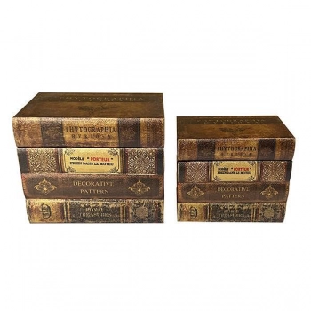 Διακοσμητικό Κουτί Σετ 2τμχ Ξύλινο-Pu Καφέ 20x13x16εκ.-16x10x13εκ. ESTHETI 752-17026