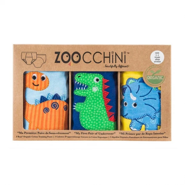 Εκπαιδευτικά Βρακάκια Σετ 3τμχ Οργανικά Βαμβακερά 2-3 Ετών Jurassic Pals Zoocchini ZOO7003
