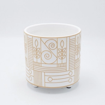 Κασπώ Κεραμικό Λευκό-Μπεζ 17x16,5εκ. ESTHETI 819-00492