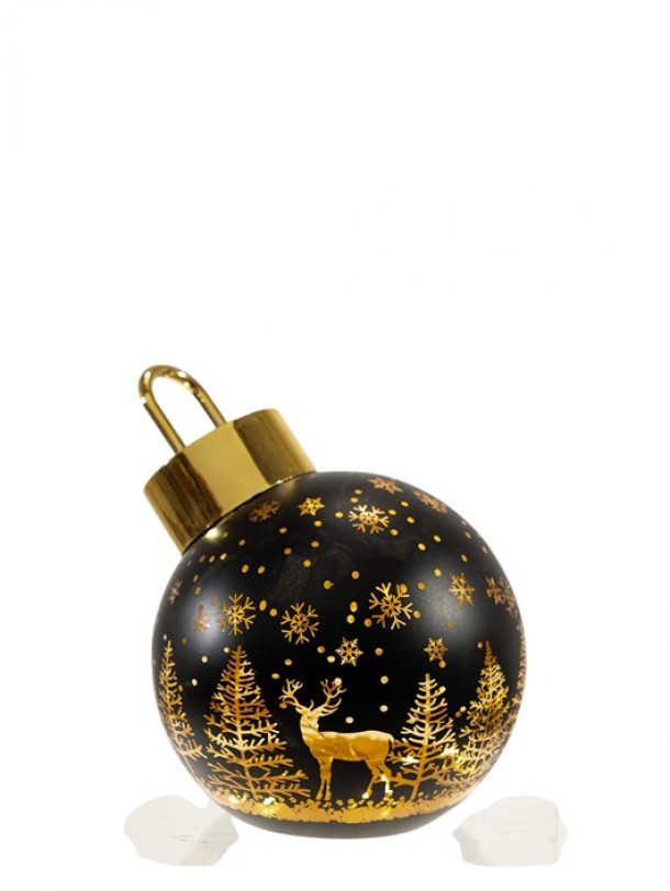 Χριστουγεννιάτικη Διακοσμητική Μπάλα Γυάλινη Με Led Μαύρη-Χρυσή 12x14εκ. Zen Collection 25.39.51840