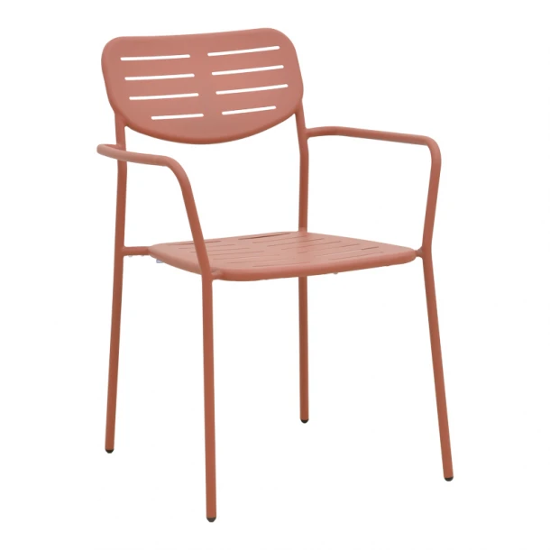 Πολυθρόνα Deraby pakoworld στοιβαζόμενη terracotta μέταλλο 56x45.5x83εκ