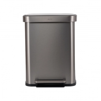 Κάδος Απορριμάτων Ανοξείδωτος 50lt-45x37,5x57εκ. Flatop Soft Close Inox Ματ Estia