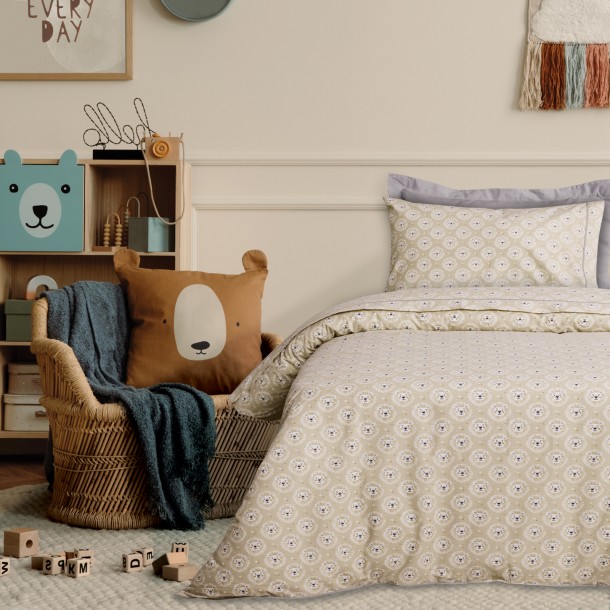 Σετ Σεντόνια Βαμβακερά Μονά 170x260εκ. Kid Line 4979 Taupe Das Kids