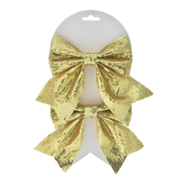 Διακοσμητικός Φιόγκος Σετ 2τμχ Με Πούλιες Χρυσός 14x14εκ. iliadis 74901