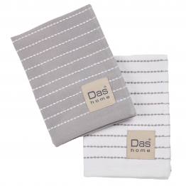 Ποτηρόπανο Σετ 2τμχ Βαμβακερό 30x50εκ. Kitchen 0824 Grey-White Das Home