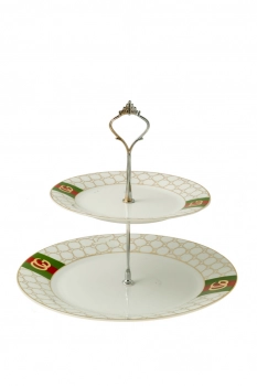 Ορντερβιέρα 2 Όροφη Πορσελάνης Πράσινο-Χρυσό 26,7εκ.-19εκ. Zen Collection 22.26.48102