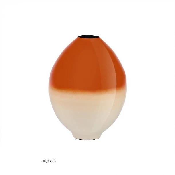 Βάζο Μεταλλικό Εκρού-Πορτοκαλί 23x23x30,5εκ. Capolavoro 22.000.2111