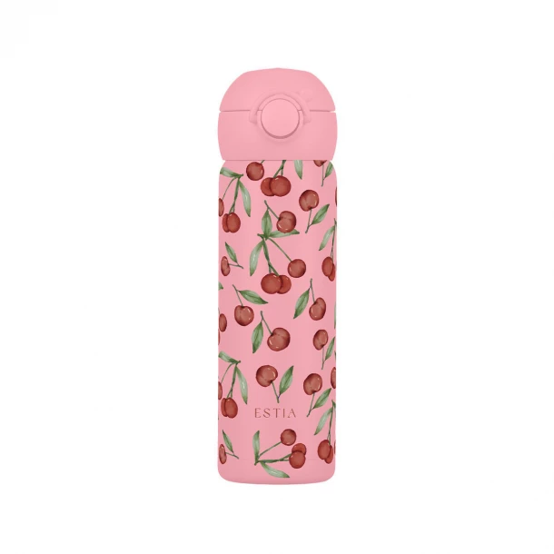 Θερμός Παιδικός Ανοξείδωτος Με Στόμιο Cherry Rose 470ml-7x7x22εκ. Save The Aegean Estia 01-55370