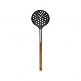 Κουτάλα Τρυπητή Πλαστική Νάυλον-Ξύλινη Γκρι Stone PBT Estia 10,3x7,4x34,4εκ. 01-2633