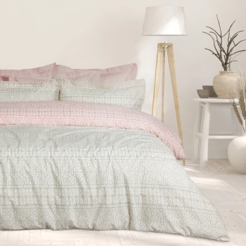 Σετ Σεντόνια Βαμβακερά Υπέρδιπλα 240x260εκ. Happy 9674 Γκρι-Ροζ Das Home