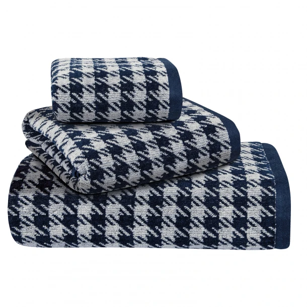 Σετ Πετσέτες 3τμχ Βαμβακερές Velour Essential 3095 Μπλε-Γκρι Greenwich Polo Club