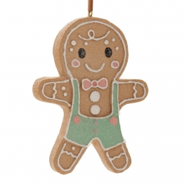 Χριστουγεννιάτικο Κρεμαστό Στολίδι Gingerbread Polyresin Παστέλ 8x2x10εκ. iliadis 87232