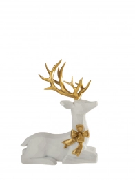 Χριστουγεννιάτικος Διακοσμητικός Τάρανδος Polyester Λευκός-Χρυσός 14,5x9,5x9,3εκ. Zen Collection 25.42.51982