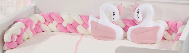 Πάντα Κούνιας Πλεξούδα Polyester 220εκ. Wellsoft 50  White-Pink DimCol