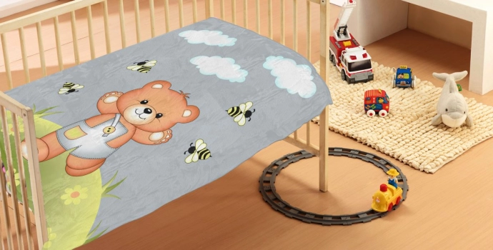 Κουβέρτα Κούνιας Βελουτέ 110x140εκ. Teddy Bear 03 Grey DimCol