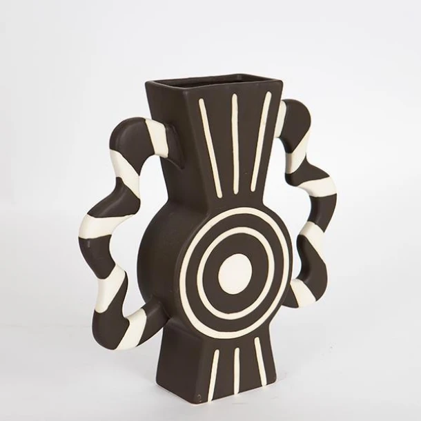 Βάζο Κεραμικό Μαύρο-Μπεζ 37x8x35,5εκ. ESTHETI 752-20208