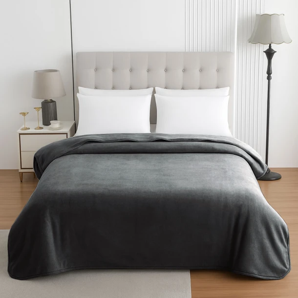Κουβέρτα Βελουτέ Μονή 160x220εκ.-550gr Grey Le Blanc 7012378-6