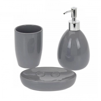 Σετ Μπάνιου 3τμχ Δολομίτη Grey MRShome 0100003