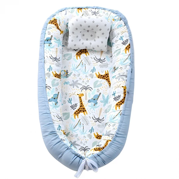 Φωλιά Ύπνου Βαμβακερή 85x55x15εκ. Jungle Εκρού-Σιέλ Melinen 20005222