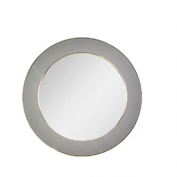 Καθρέπτης Τοίχου Στρογγυλός Βελούδινος Γκρι-Χρυσός 60εκ. ESPIEL ECO608