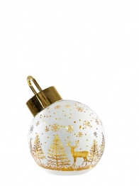 Χριστουγεννιάτικη Διακοσμητική Μπάλα Γυάλινη Με Led Λευκή-Χρυσή 12x14εκ. Zen Collection 25.39.51839