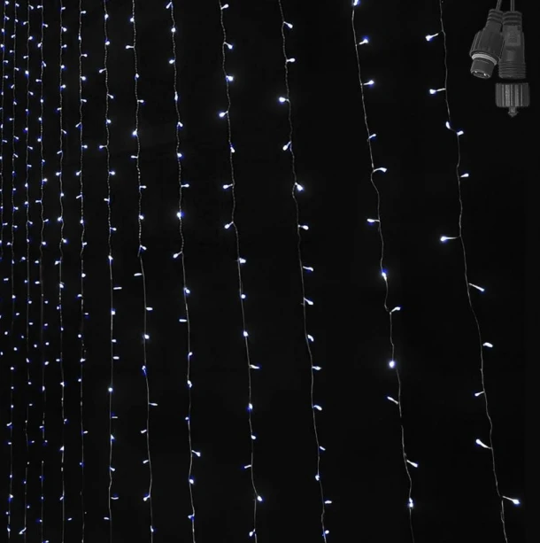 Λαμπάκια-Κουρτίνα 100Led-90x80εκ. Ψυχρό Λευκό Φως Επεκτεινόμενα Με Πρόγραμμα Xmas fest 93-3867