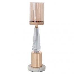 Κηροπήγιο Γυάλινο-Μεταλλικό-Μαρμάρινο Χρυσό 13x48εκ. iliadis 91776