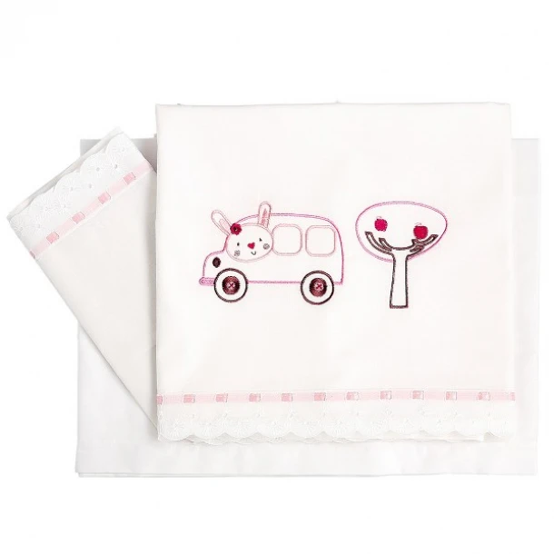 Σετ Σεντόνια Βαμβακερά Κούνιας 120x180εκ. Car Pink 26021