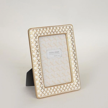 Κορνίζα Polyresin Λευκή-Χρυσή 14,5x1,5x19,5εκ. ESTHETI 756-12010