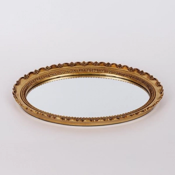 Δίσκος Polyresin Με Καθρέπτη Χρυσός 35,2x25,7x2,5εκ. ESTHETI 752-16133