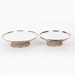 Δίσκος Σετ 2τμχ Μεταλλικός Με Καθρέπτη Χρυσός 35x10εκ.-30,5x10εκ. ESTHETI 819-00176