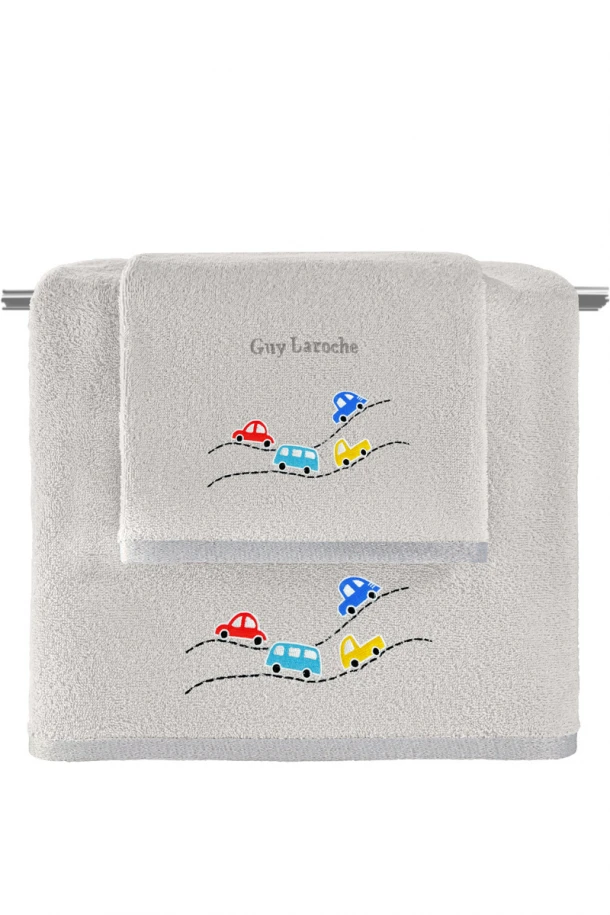 Σετ 2τμχ Βρεφικές Πετσέτες Βαμβακερές Roadtrip Natural-Silver Guy Laroche