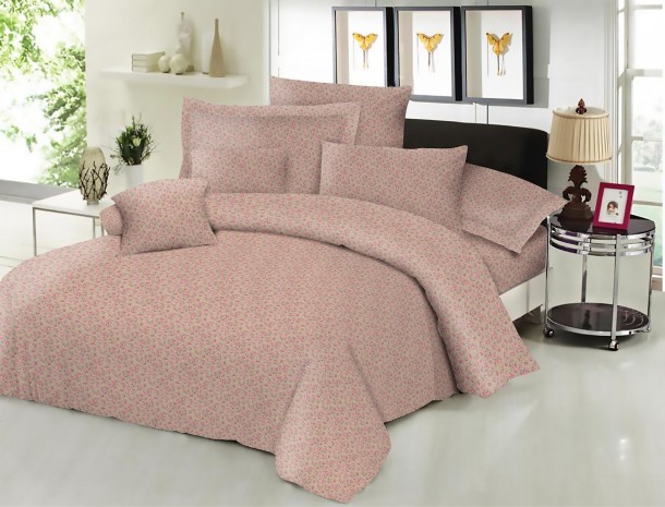 Σεντόνι Μεμονωμένο Εμπριμέ Polycotton Υπέρδιπλο 220x240εκ. Little Rose Beige Komvos Home 7002201-58