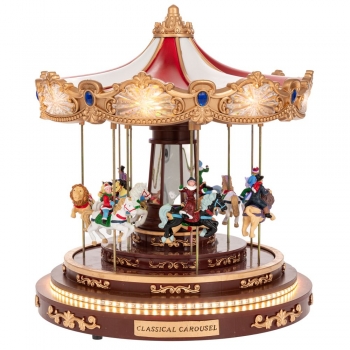 Χριστουγεννιάτικο Καρουζέλ Polyresin-Πλαστικό Με Φως-Μουσική & Κίνηση 30x30x33εκ. iliadis 90758