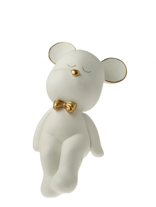 Διακοσμητικό Επιτραπέζιο Αρκουδάκι Polyresin Λευκό 12,5x9,5x25εκ. Zen Collection 25.6.51317