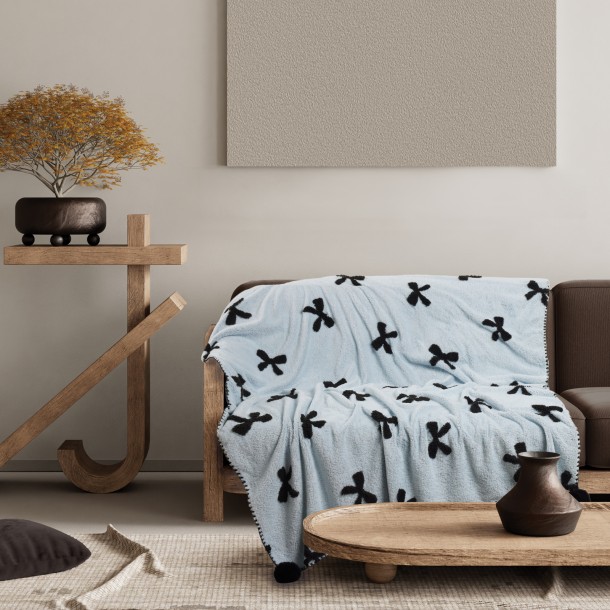 Κουβέρτα Fleece Καναπέ 130x170εκ. Blankets 1380 Light Blue Das Home