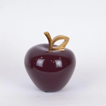 Διακοσμητικό Μήλο Polyresin Μπορντώ-Χρυσό 13x13x14,9εκ. ESTHETI 752-28611