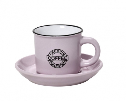 Φλυτζάνι Με Πιατάκι Espresso Stoneware 90ml Ροζ Coffee ESPIEL HUN305K12