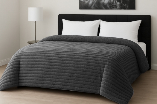 Κουβερτοπάπλωμα Flannel Comfort Διπλό 200x240εκ. Rib Dark Grey Le Blanc 7005196-11