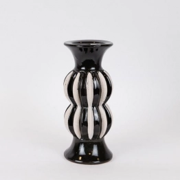 Κηροπήγιο Κεραμικό Μαύρο-Λευκό 11,8x28εκ. ESTHETI 752-25059