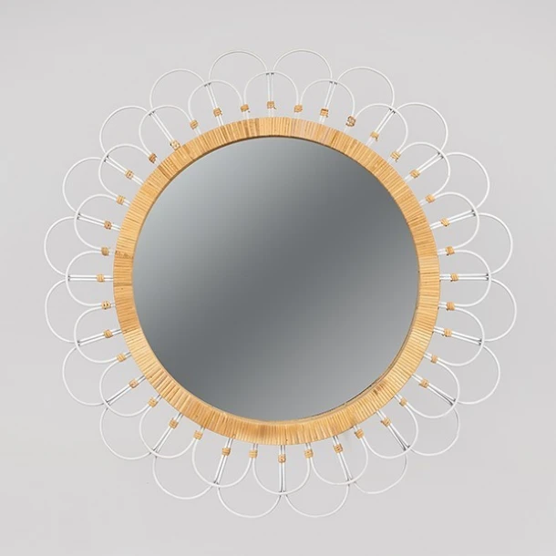 Καθρέπτης Τοίχου Μεταλλικός-Ξύλινος Natural-Λευκό 92x3,5x92εκ. ESTHETI 811-40010