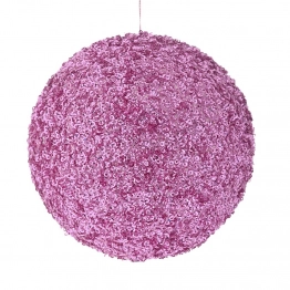 Χριστουγεννιάτικη Μπάλα Polyfoam Ροζ Glitter 10εκ. iliadis 83509