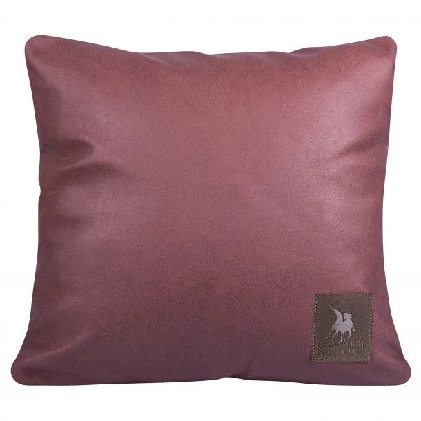 Διακοσμητικό Μαξιλάρι Polyester Leather Like 42x42εκ. Premium 3928 Ροδί Σκούρο Greenwich Polo Club