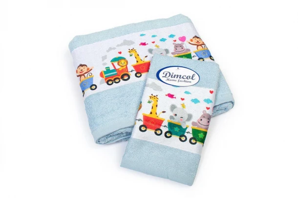 Σετ Πετσέτες 2τμχ Βαμβακερές Train 345 Sky Blue DimCol