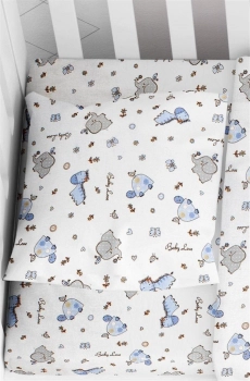 Μαξιλαροθήκη Φανελένια Bebe 35x45εκ. Elephant 074 White-Sky Blue DimCol