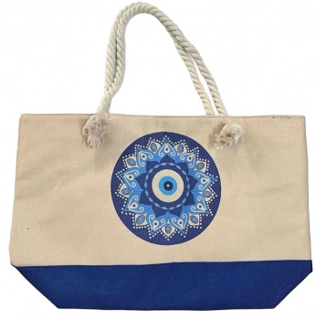 Τσάντα Θαλάσσης Jute Μάτι 54x15x37εκ. Summer Tiempo 42-3345