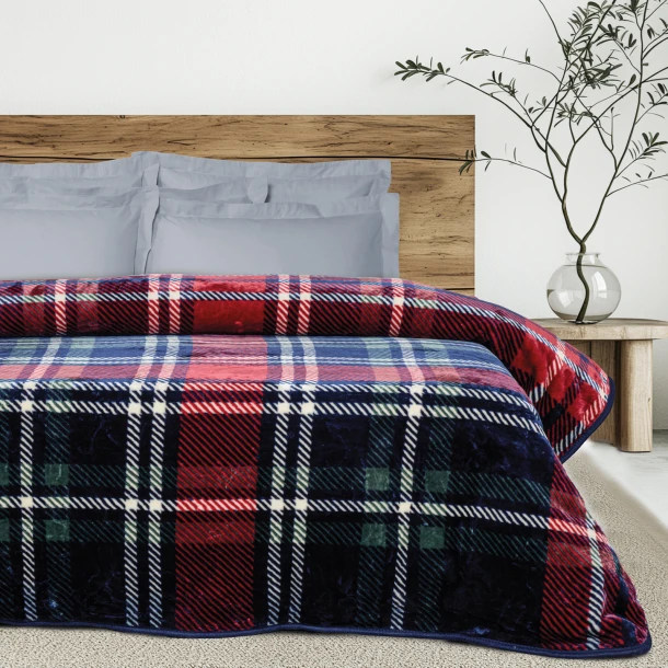 Κουβέρτα Βελουτέ Υπέδιπλή 220x240εκ. Blankets 1385 Καρό Das Home
